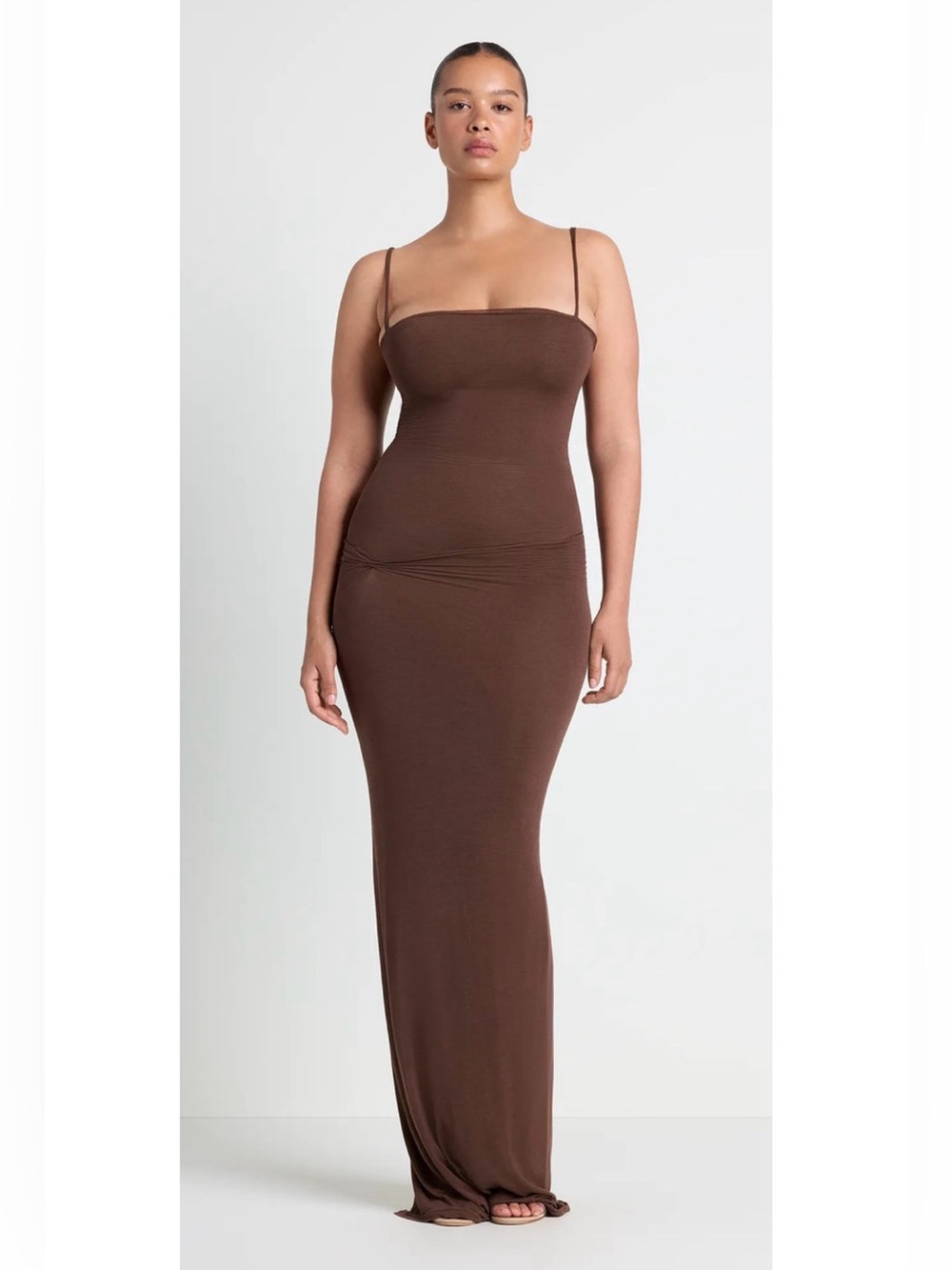 VETTESE X SKIMS SHEER MODAL LONG DRESS COCOA /S